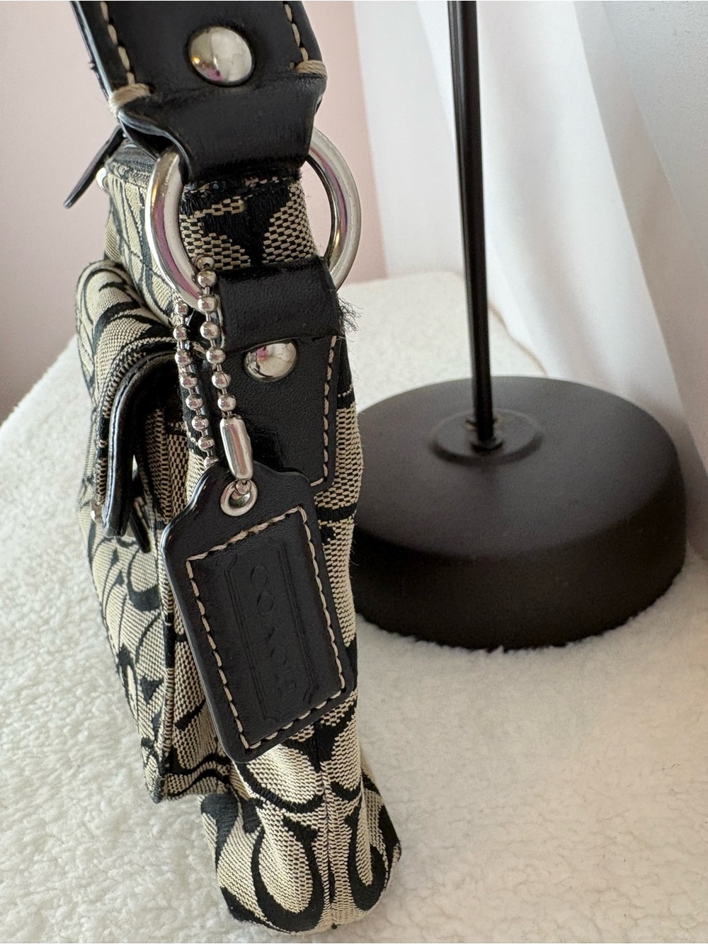 Coach Black and Tan Signature Crossbody with Turn-Lock Pocket - Picture 4 of 16